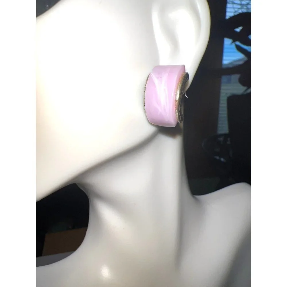 Vintage Pink Marble Pink & White Earrings